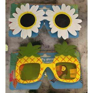 Novelty Pineapple Daisy Eyeglasses Funny Party Oversize Yellow White 2 Pair
